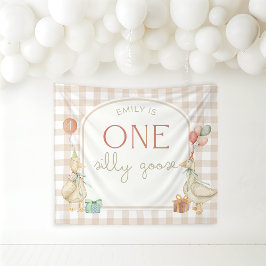 One Silly Goose Birthday Personalized Banner Wandteppich