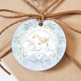 One Silly Goose Blue Gingham Bow Thank you Geschenkanhänger