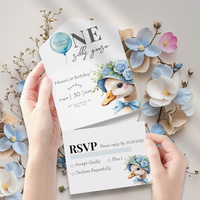 One Silly Goose Boy 1st Birthday  Invitation All In One Einladung (Von Creator hochgeladen)
