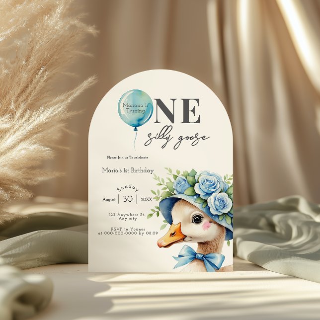 One Silly Goose Boy 1st Birthday  Invitation Einladung (Von Creator hochgeladen)