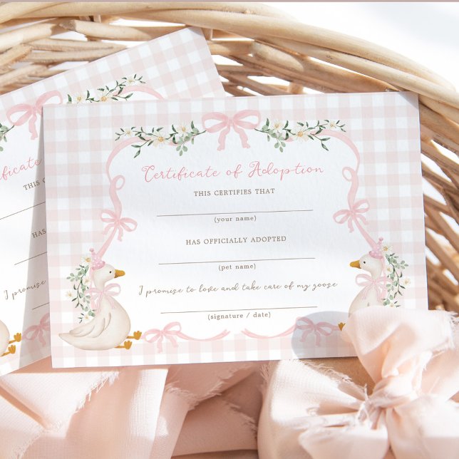 One Silly Goose: Certificate of Adoption Card Einladung (Von Creator hochgeladen)