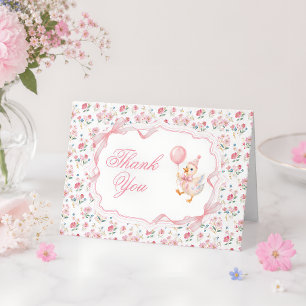 One Silly Goose Coquette Rosa Floral 1. Geburtstag Dankeskarte