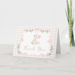 One Silly Goose Coquette Rosa Gingham 1. Geburtsta Dankeskarte