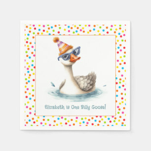 "One Silly Goose" Erste Geburtstagsfeier Serviette
