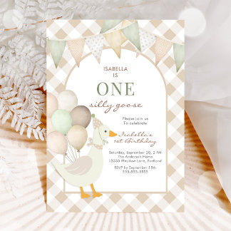 One Silly Goose First 1st Birthday Invitation Einladung