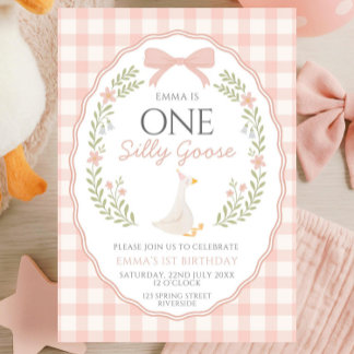 One Silly Goose First Birthday Invitation, Editabl Einladung