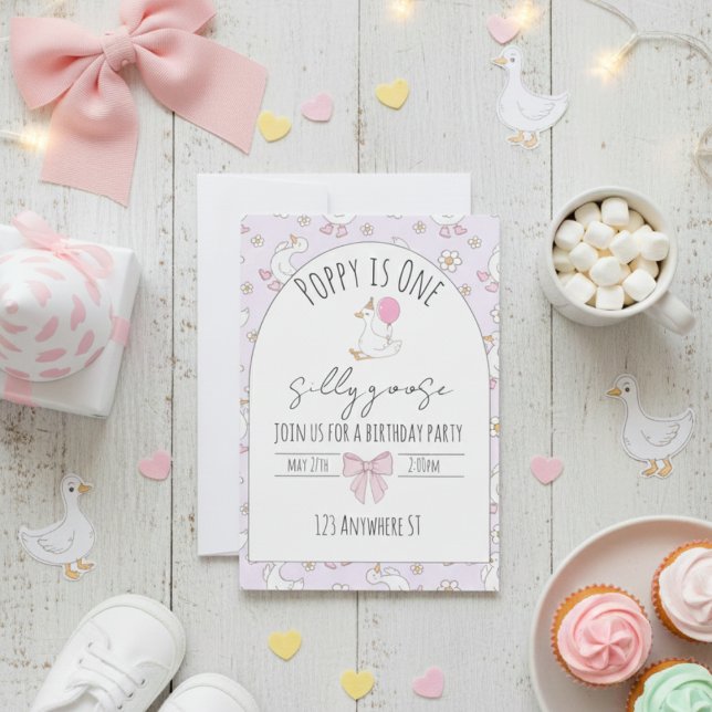 one silly goose first birthday invite einladung (Von Creator hochgeladen)