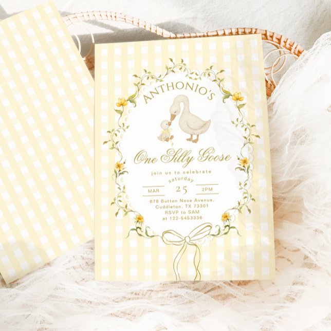 One Silly Goose Gender neutral  1st Birthday Einladung (Von Creator hochgeladen)