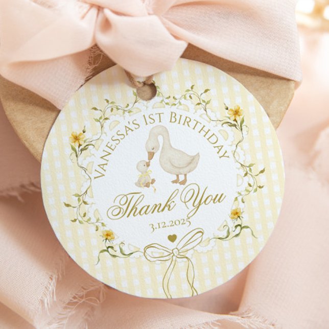 One Silly Goose Gender neutral Gingham Thank you Geschenkanhänger (Von Creator hochgeladen)