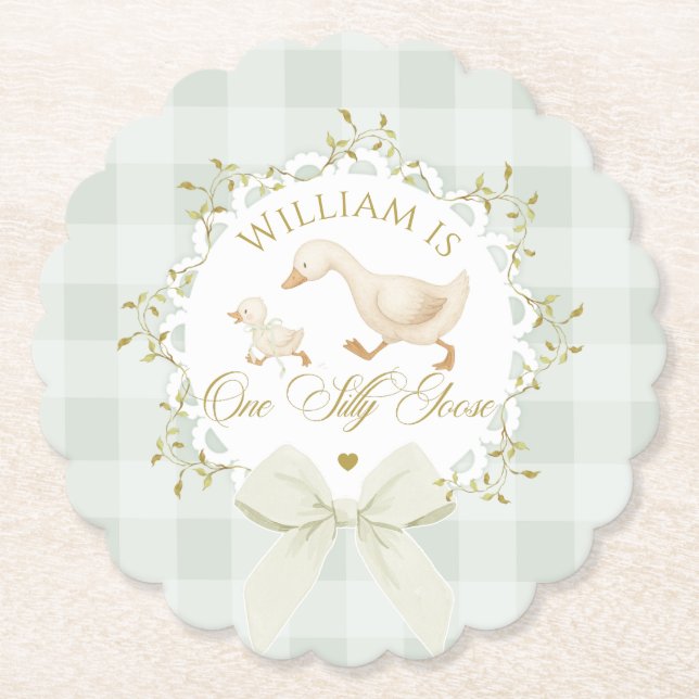 One Silly Goose Gender neutral Sage Birthday Untersetzer (Vorderseite)