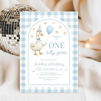 One Silly Goose Girl 1st Birthday Party Invitation Einladung