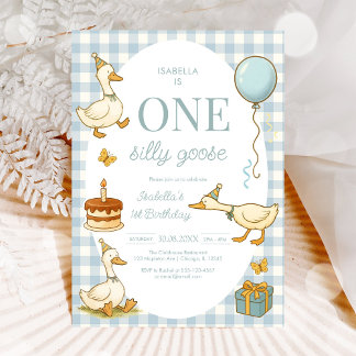 One Silly Goose Girl 1st Birthday Party Invitation Einladung