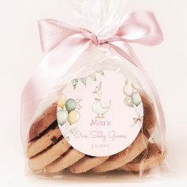 One Silly Goose Girl 1st Birthday Runder Aufkleber