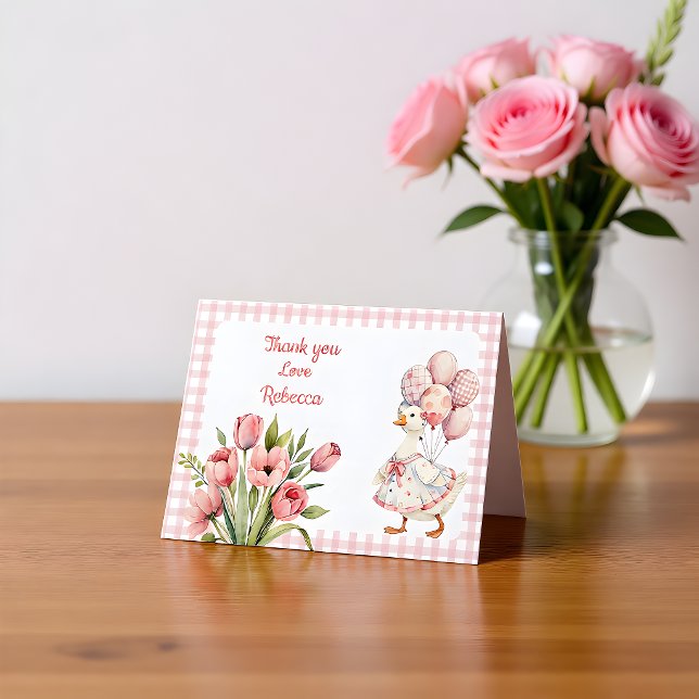 One Silly Goose Girls's First Birthday Dankeskarte (Von Creator hochgeladen)