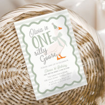 One Silly Goose Green Bow 1st Birthday