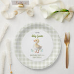 One Silly Goose Green Gingham Baby First Birthday Pappteller<br><div class="desc">Elegant One Silly Goose Green Gingham Baby First Birthday</div>