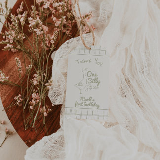 One Silly Goose Green Hand Drawn 1st Birthday  Geschenkanhänger