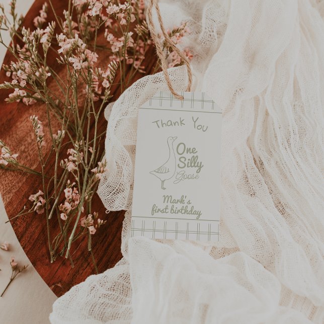 One Silly Goose Green Hand Drawn 1st Birthday  Geschenkanhänger (Von Creator hochgeladen)