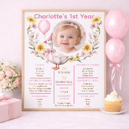 One Silly Goose Photo 1st Birthday Milestone  Poster