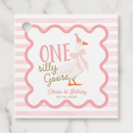 One Silly Goose Pink Bow 1st Birthday Geschenkanhänger