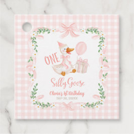 One Silly Goose Pink Bow Floral 1st Birthday Geschenkanhänger