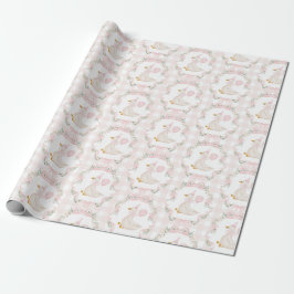 One Silly Goose Pink Bow Gingham Birthday Geschenkpapier