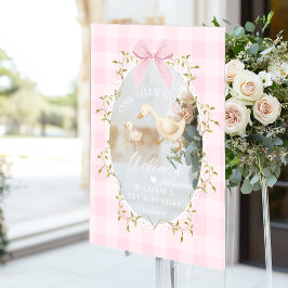 One Silly Goose Pink Gingham Birthday Welcome Acrylschild