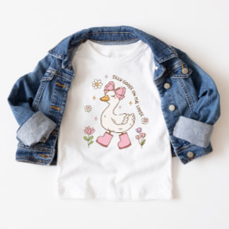One Silly Goose Pink Girl 1st Birthday Baby T-shirt