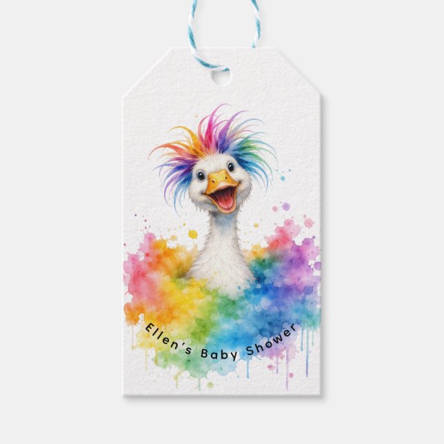 One Silly Goose Rainbow Baby Shower Thank You Geschenkanhänger (Vorderseite)