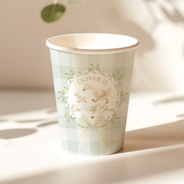 One Silly Goose Sage Gingham Gender neutral Pappbecher