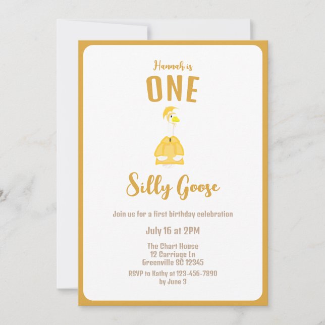 One Silly Porch Goose Birthday Einladung (Vorderseite)