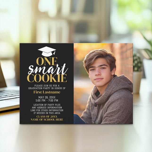 One Smart Cookie - Abschluss Foto - Grad Einladung (Graduation Party Invitation with Photo)