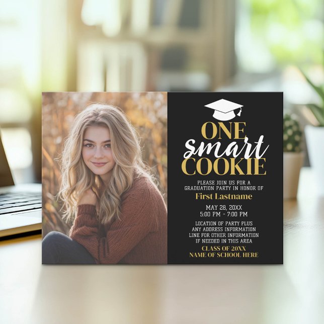 One Smart Cookie - Abschluss Foto - Grad Party Einladung (Graduation Party Invitation with Photo)