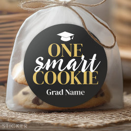 One Smart Cookie - Grand Name and Cap - Black Gold Runder Aufkleber
