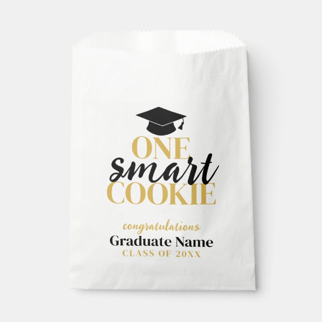 One Smart Cookie - Moderner Black Gold Abschluss Geschenktütchen (Vorderseite)