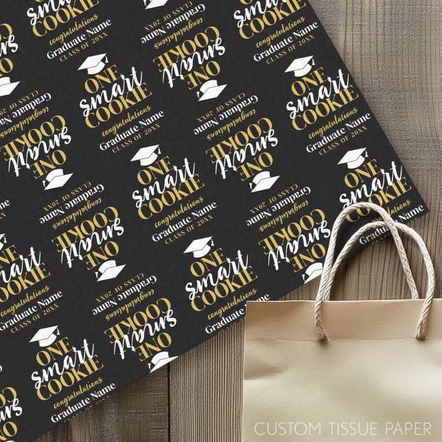 One Smart Cookie - Moderner Black Gold Abschluss Seidenpapier (Graduation Tissue Paper)