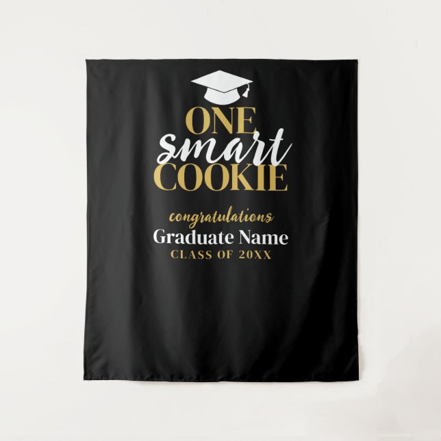 One Smart Cookie - Moderner Black Gold Abschluss Wandteppich (Vorderseite)
