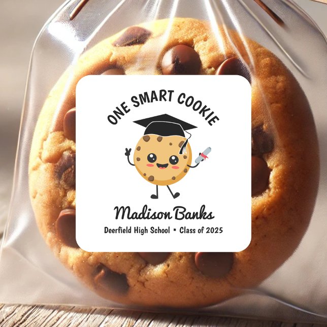 "One Smart Cookie" Niedliches Funny Abschluss Dess Quadratischer Aufkleber (Von Creator hochgeladen)