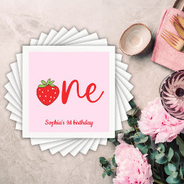 One Strawberry Birthday Serviette