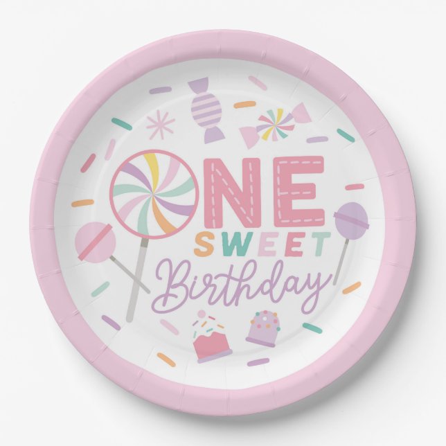 One Sweet Birthday 9" Paper Plate Pappteller (Vorderseite)