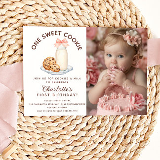 One Sweet Cookie Foto Girl First Birthday Einladung