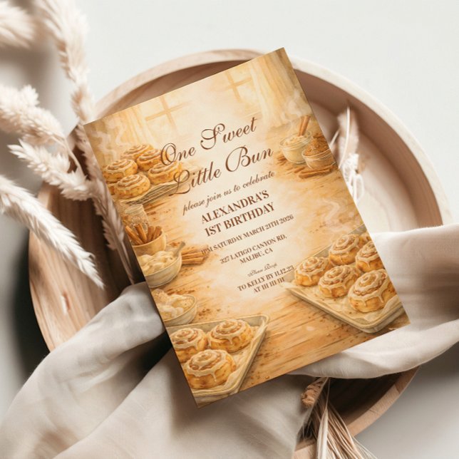 One Sweet Little Bun First Birthday Einladung (Von Creator hochgeladen)