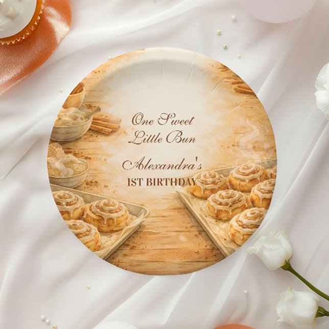One Sweet Little Bun First Birthday Pappteller (Von Creator hochgeladen)
