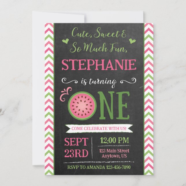 One Sweet Melon 1st Birthday Invitation Einladung (Vorderseite)