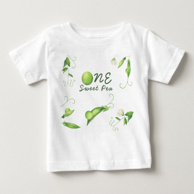 One Sweet Pea Erster Geburtstag Baby T-shirt (Vorderseite)