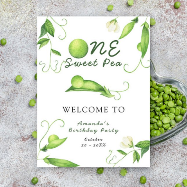 One Sweet Pea First Birthday Party Welcome Poster (Von Creator hochgeladen)