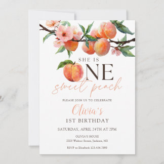 One Sweet Peach 1. Geburtstag Einladung