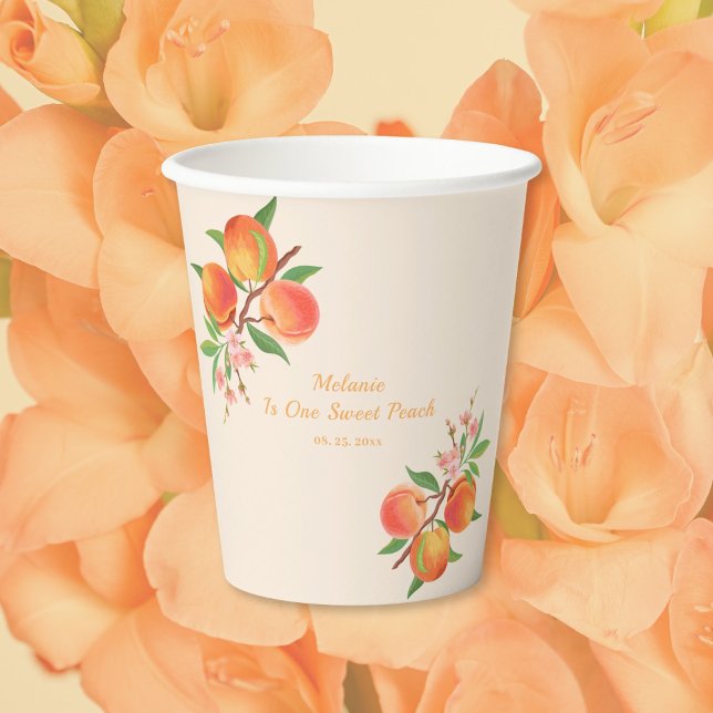 One Sweet Peach 1st Birthday Paper cup Pappbecher (Von Creator hochgeladen)