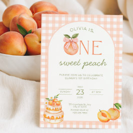 One Sweet Peach Birthday Invitation Girl 1st Einladung
