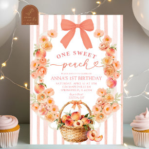 One Sweet Peach Floral Kokette 1. Geburtstag Einladung
